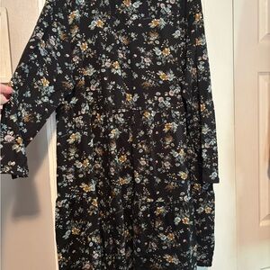 love, Fire Black Dress with Floral Design